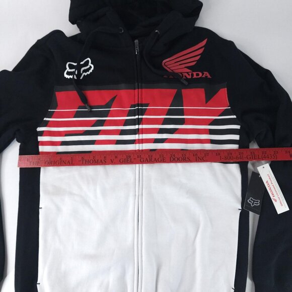 Honda Fox Racing Zip Hoodie Mens Medium Black Red White MX Motocross Jacket New - Picture 7 of 12